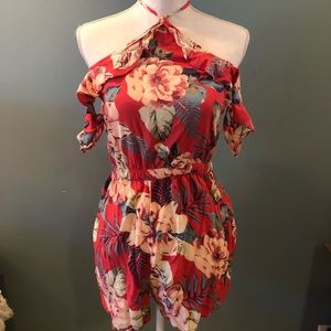 Floral Off The Shoulder Romper Halter Hollister